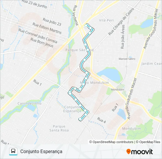 330 CONJUNTO ESPERANÇA / SIQUEIRA Bus Line Map