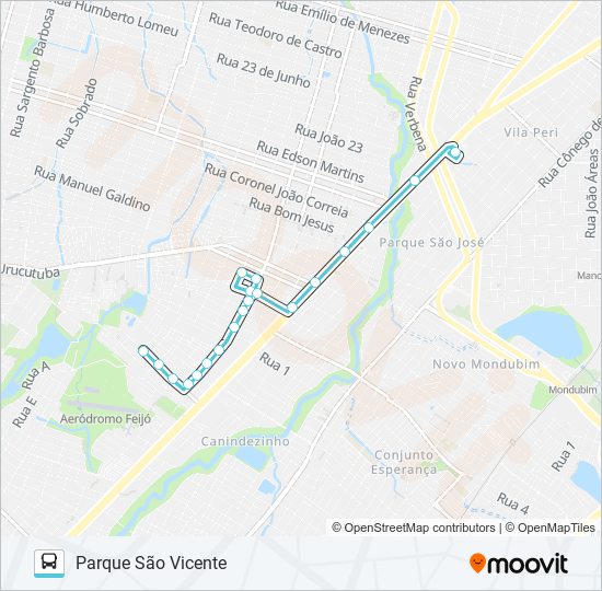 Mapa da linha 342 PARQUE SÃO VICENTE / SIQUEIRA de ônibus