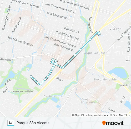 342 PARQUE SÃO VICENTE / SIQUEIRA Bus Line Map