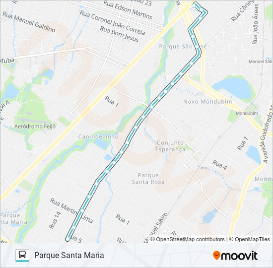 Mapa da linha 381 PARQUE SANTA MARIA / SIQUEIRA de ônibus