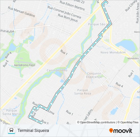 Mapa da linha 381 PARQUE SANTA MARIA / SIQUEIRA de ônibus