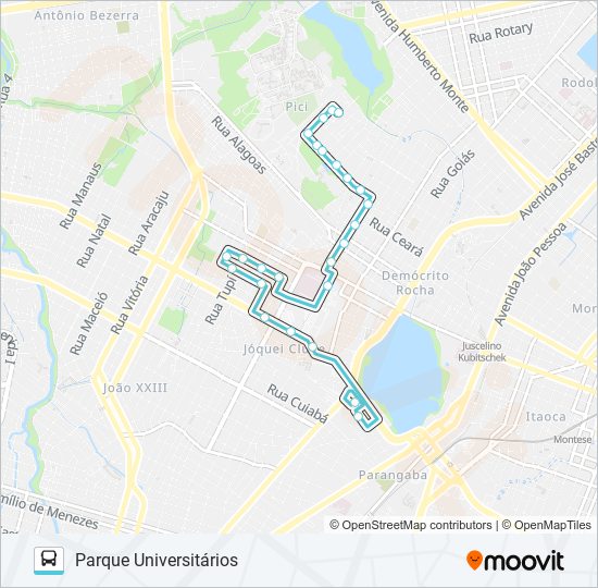 Mapa da linha 394 PARQUE UNIVERSITÁRIOS / LAGOA de ônibus