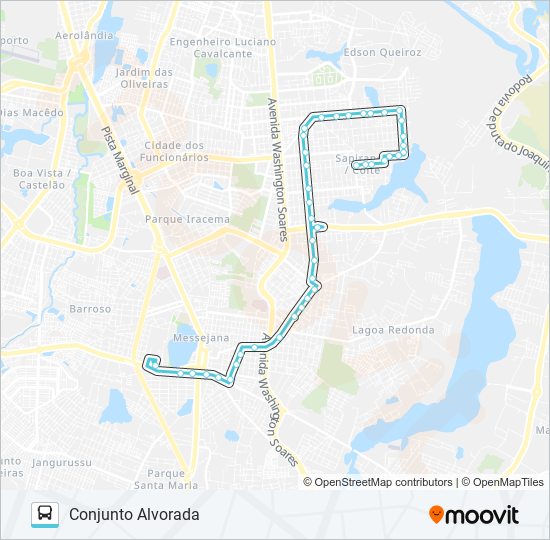 Mapa de 640 CONJUNTO ALVORADA / MESSEJANA de autobús