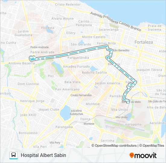 088 ANTÔNIO BEZERRA / ALBERT SABIN Bus Line Map