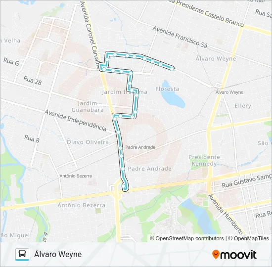 122 ANTÔNIO BEZERRA / ÁLVARO WEYNE Bus Line Map