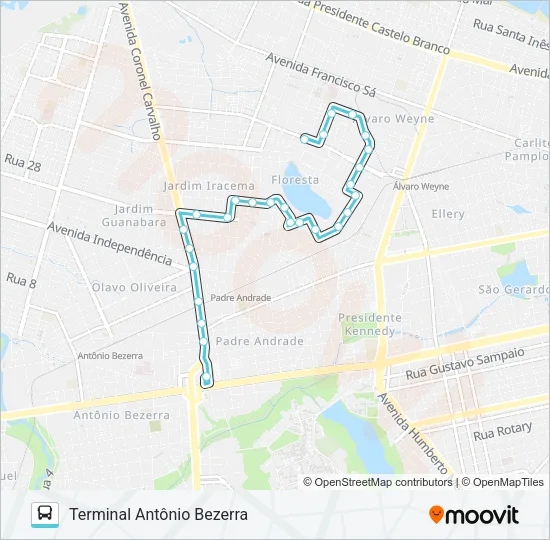 122 ANTÔNIO BEZERRA / ÁLVARO WEYNE Bus Line Map