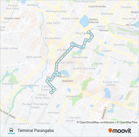 Mapa da linha 379 CONJUNTO ESPERANÇA / PARANGABA de ônibus