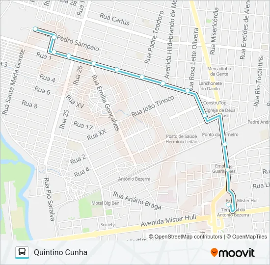 210 QUINTINO CUNHA / ANTÔNIO BEZERRA Bus Line Map