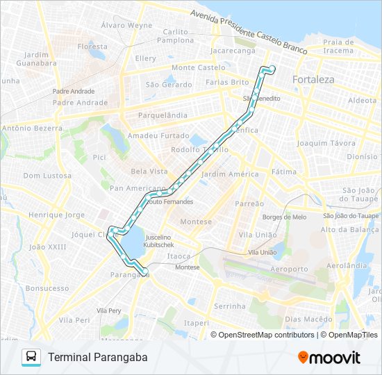 Mapa da linha 371 PARANGABA / JOSÉ BASTOS / CENTRO de ônibus