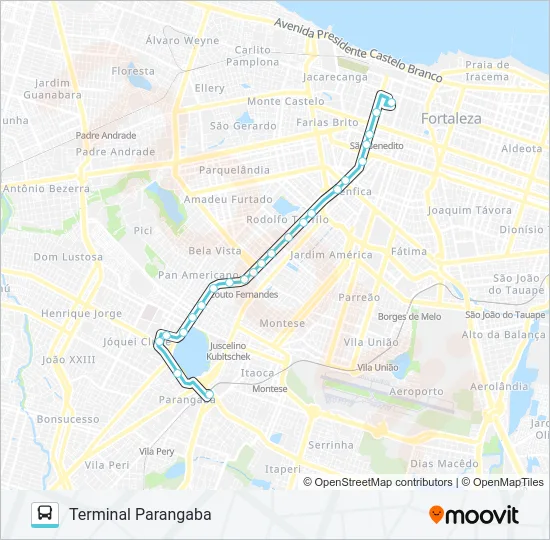 371 PARANGABA / JOSÉ BASTOS / CENTRO Bus Line Map