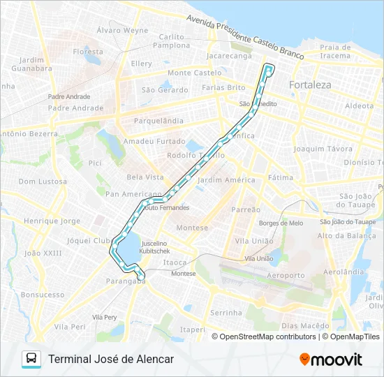371 PARANGABA / JOSÉ BASTOS / CENTRO Bus Line Map