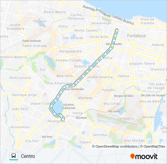 Mapa da linha 371 PARANGABA / JOSÉ BASTOS / CENTRO de ônibus