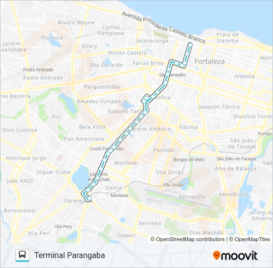 Mapa da linha 390 PARANGABA / JOÃO PESSOA / CENTRO de ônibus