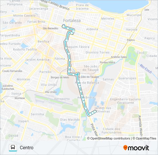 Mapa da linha 612 CONJUNTO TANCREDO NEVES / CENTRO de ônibus