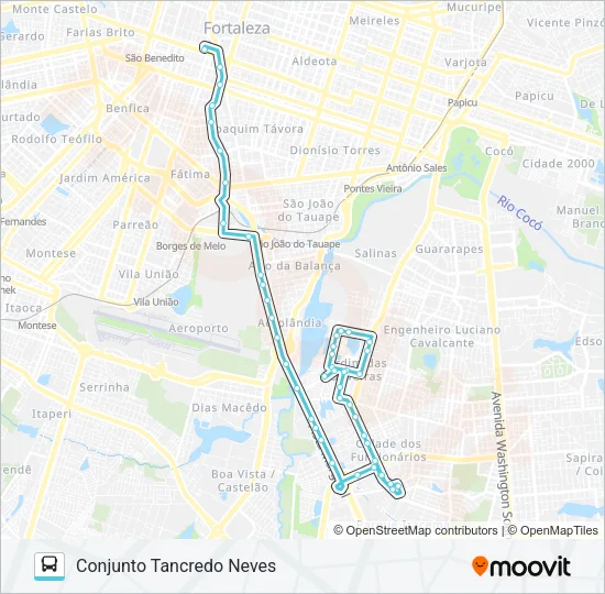 612 CONJUNTO TANCREDO NEVES / CENTRO Bus Line Map