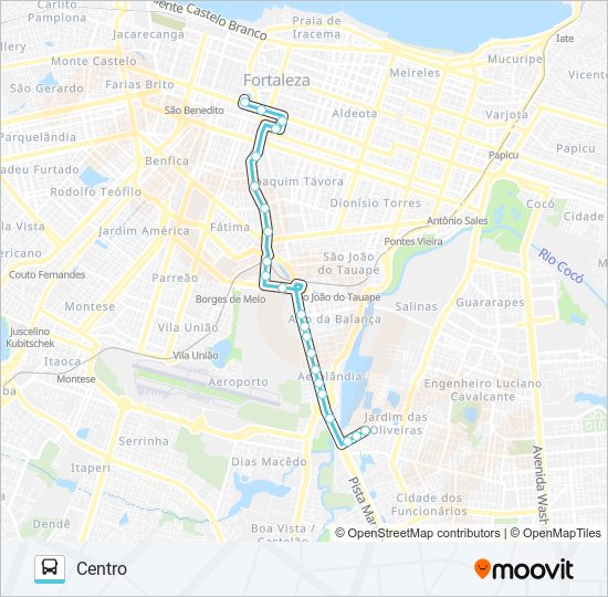 Mapa de 612 CONJUNTO TANCREDO NEVES / CENTRO de autobús