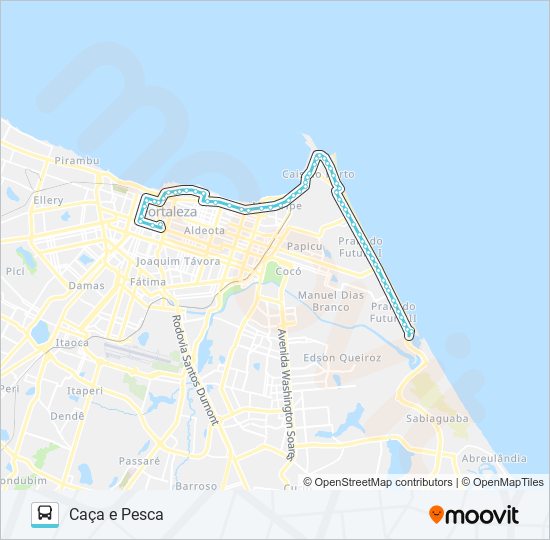 Mapa da linha 906 CAÇA E PESCA / SERVILUZ / CENTRO de ônibus