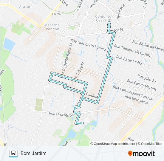 Mapa da linha 368 CONJUNTO CEARÁ / BOM JARDIM / SP2 de ônibus