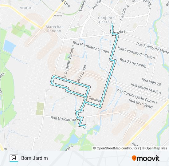 Mapa da linha 368 CONJUNTO CEARÁ / BOM JARDIM / SP2 de ônibus