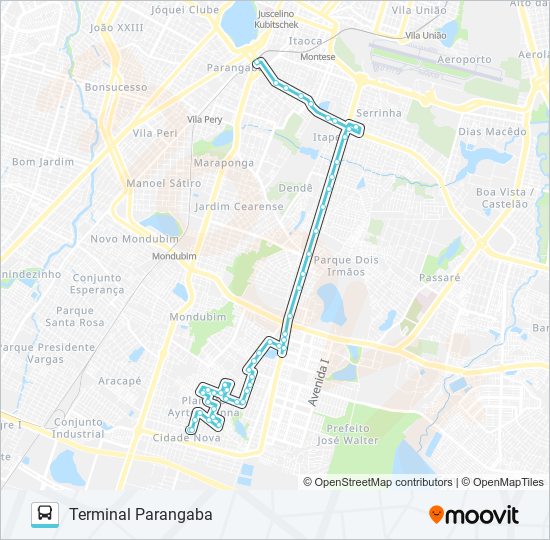 Mapa da linha 456 PLANALTO AYRTON SENNA / PARANGABA de ônibus