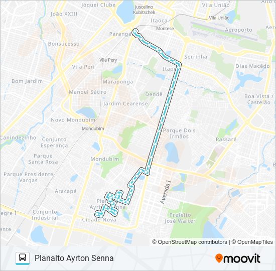 Mapa da linha 456 PLANALTO AYRTON SENNA / PARANGABA de ônibus