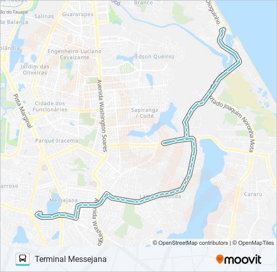 Mapa da linha 657 MESSEJANA / SABIAGUABA / ESQUERDA de ônibus