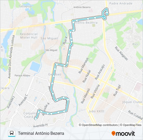 Mapa de 015 CONJUNTO CEARÁ / ANTÔNIO BEZERRA I de autobús