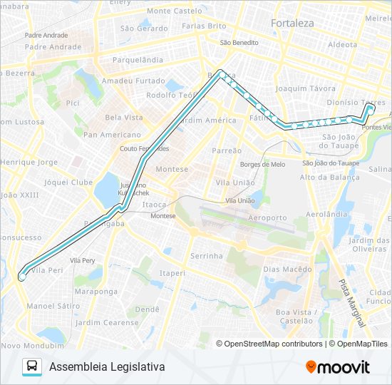Mapa da linha 065 SIQUEIRA / 13 DE MAIO / ASSEMBLEIA de ônibus
