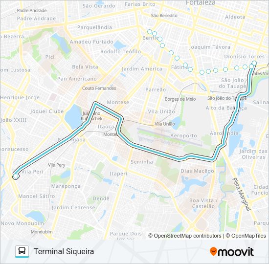 Mapa da linha 065 SIQUEIRA / 13 DE MAIO / ASSEMBLEIA de ônibus