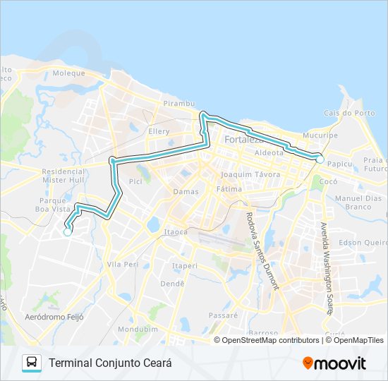 Mapa da linha 096 EXPRESSO / CONJUNTO CEARÁ / PAPICU de ônibus