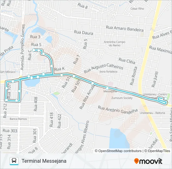 645 CONJUNTO JOÃO PAULO II / MESSEJANA Bus Line Map