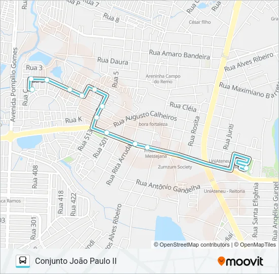 645 CONJUNTO JOÃO PAULO II / MESSEJANA Bus Line Map