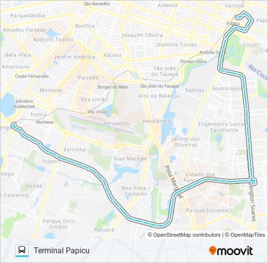 Mapa da linha 041 PARANGABA / OLIVEIRA PAIVA / PAPICU de ônibus