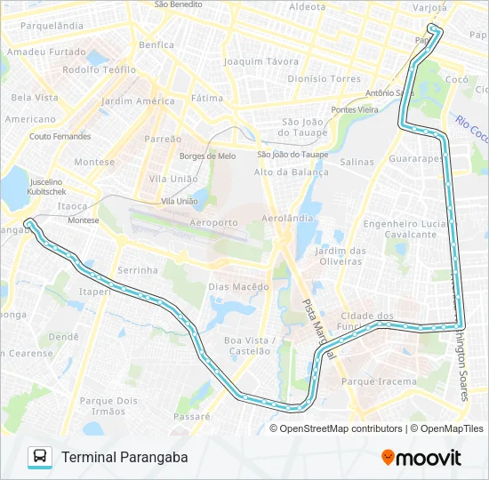 041 PARANGABA / OLIVEIRA PAIVA / PAPICU Bus Line Map