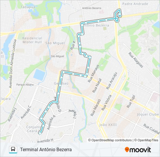 081 CONJUNTO CEARÁ / ANTÔNIO BEZERRA II bus Line Map