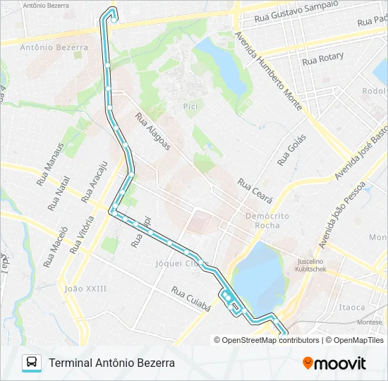 172 ANTÔNIO BEZERRA / LAGOA / PARANGABA Bus Line Map
