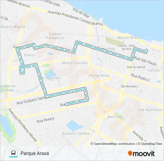 108 SANTA MARIA / BAIRRO ELLERY / CENTRO Bus Line Map