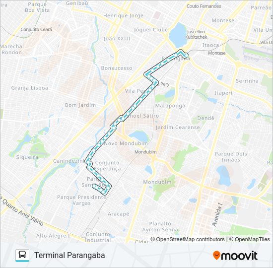Mapa da linha 369 PARQUE PRESIDENTE VARGAS / PARANGABA de ônibus