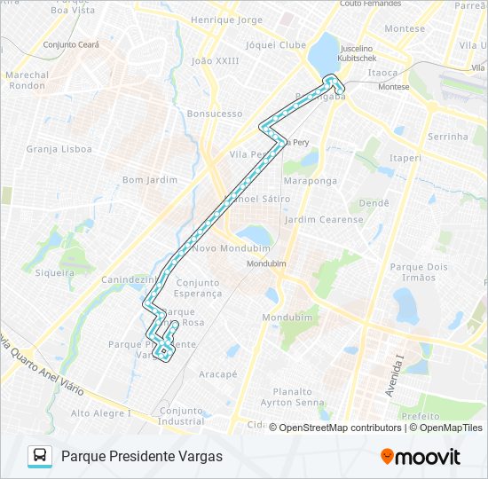 Mapa da linha 369 PARQUE PRESIDENTE VARGAS / PARANGABA de ônibus