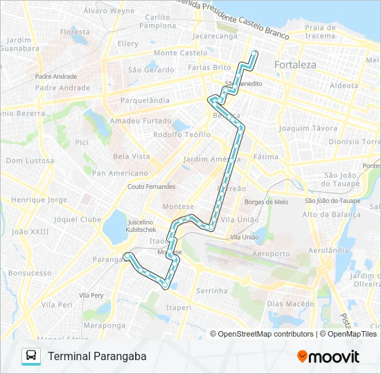 403 PARANGABA / EXPEDICIONÁRIOS / CENTRO Bus Line Map