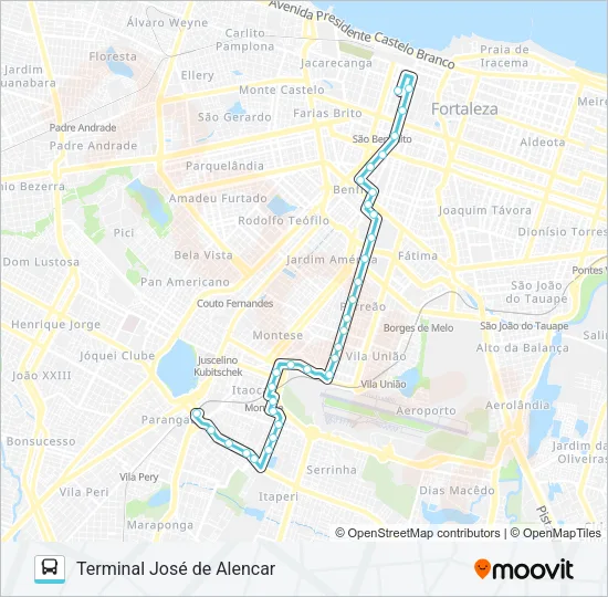 403 PARANGABA / EXPEDICIONÁRIOS / CENTRO Bus Line Map