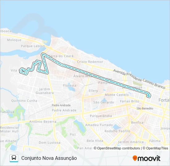 114 CONJUNTO NOVA ASSUNÇÃO / FRANCISCO SÁ Bus Line Map