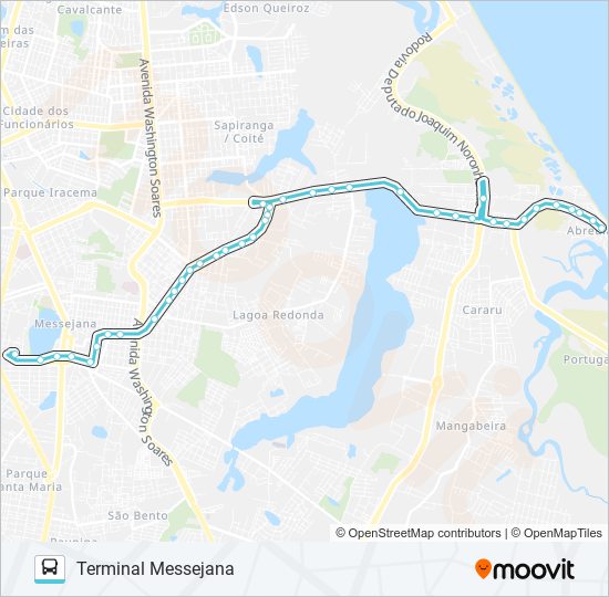 Mapa da linha 617 LAGOA REDONDA / ABREULÂNDIA / DIREITA de ônibus