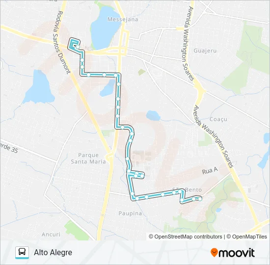 662 ALTO ALEGRE / JOSÉ ARAGÃO / MESSEJANA Bus Line Map