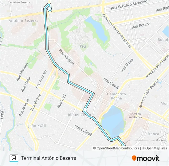 091 EXPRESSO / ANTÔNIO BEZERRA / PARANGABA Bus Line Map