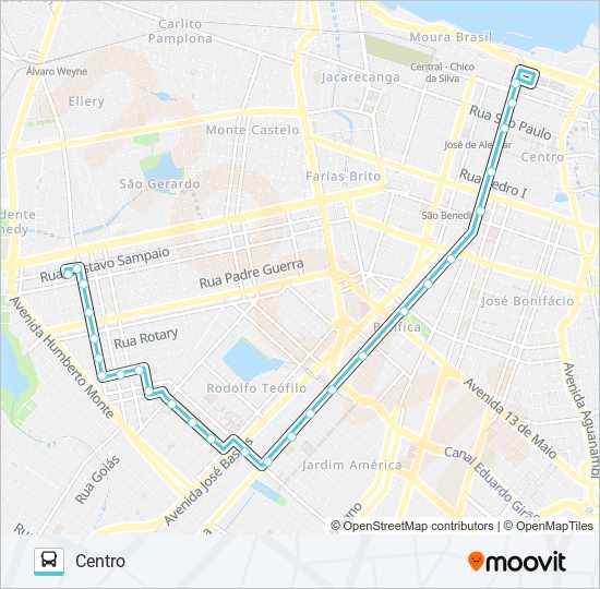 Mapa de 302 RODOLFO TEÓFILO / JOSÉ BASTOS / CENTRO de autobús