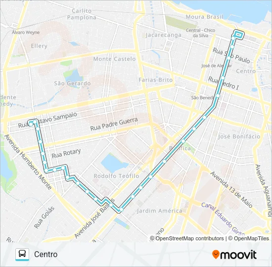302 RODOLFO TEÓFILO / JOSÉ BASTOS / CENTRO Bus Line Map