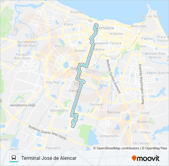 Mapa da linha 407 JOSÉ WALTER / EXPEDICIONÁRIOS / CENTRO de ônibus