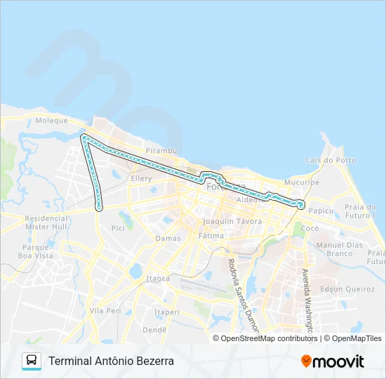 042 ANTÔNIO BEZERRA / FRANCISCO SÁ / PAPICU Bus Line Map
