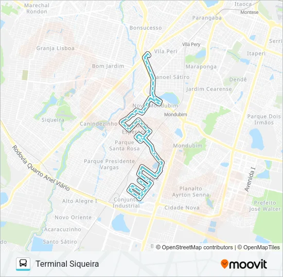 380 ARACAPÉ / CONJUNTO ESPERANÇA / SIQUEIRA Bus Line Map